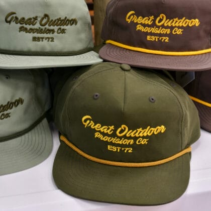 Great Outdoor Provision Company Soft Trucker Hats in Green and Brown